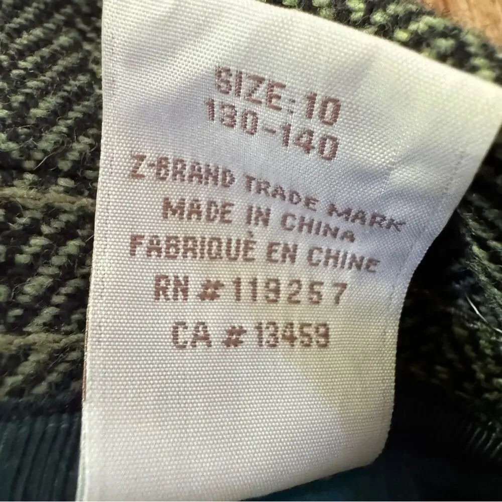 Z Brand Kids’ Tweed Double-Breasted Distressed Green Lightweight Jacket Size 10